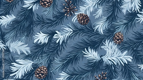 seamless background with coniferous branches pattern, coniferous, fir, 
