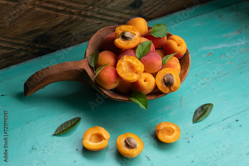 Apricots (Kayisi) in the Wooden Background Photo, Üsküdar Istanbul, Turkiye (Turkey) photo