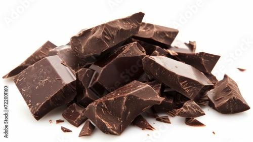 A pile of dark chocolate chunks