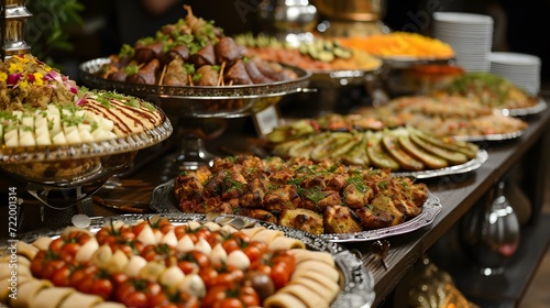 Setup of the iftar buffet in kingdom style.