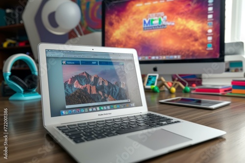 A desk with a laptop, a keyboard, a mouse, and a lamp