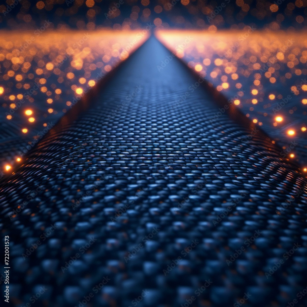 Fototapeta premium Blue glowing path with glowing particles on each side