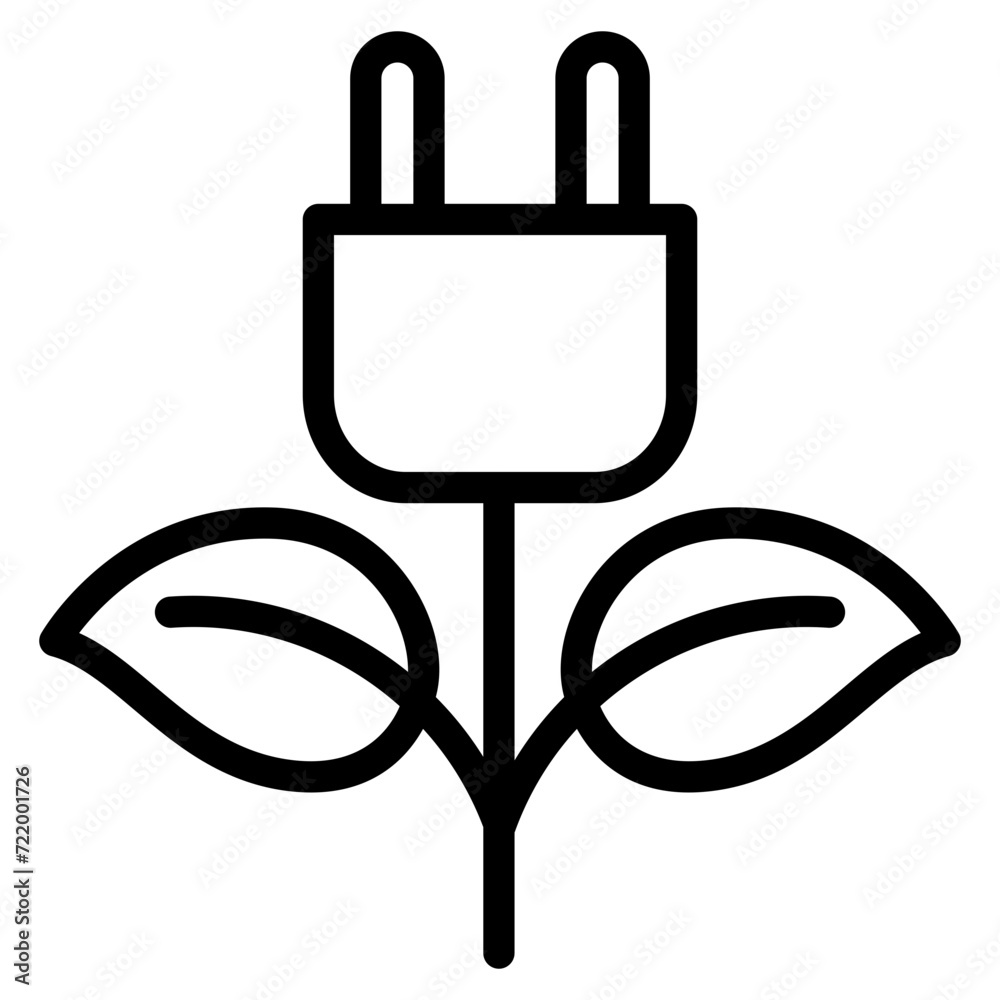 Renewable green energy saving icon. Electric plug and sprout vector desing. Renewable green energy saving icon. Electric plug and sprout vector desing.