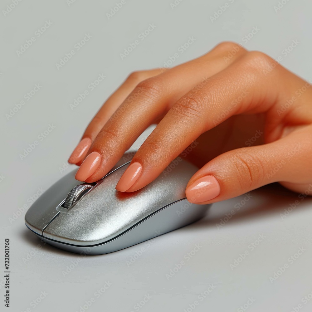 woman hand using computer mouse woman hand using computer mouse