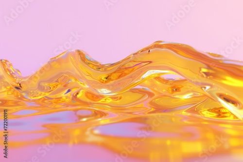 orange and pink iridecent liquid form on pastel background photo