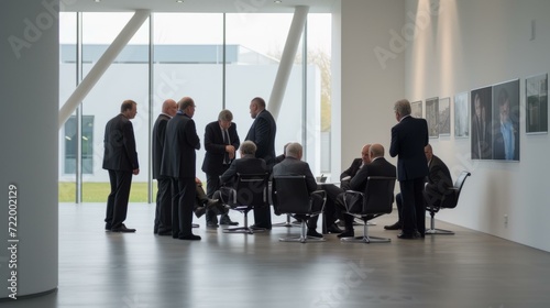 Group of business people having informal meeting