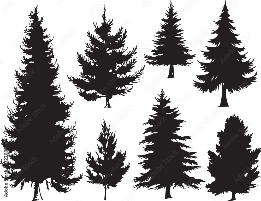 Set Trees. Hand drawn vector illustration Set Trees. Hand drawn vector illustration