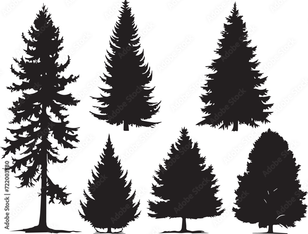 Obraz premium Set Trees. Hand drawn vector illustration 
