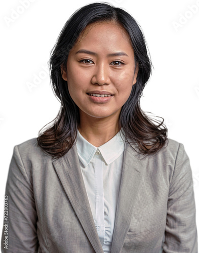 Business Asian woman smile portrait transparent background (ID: 722003763)