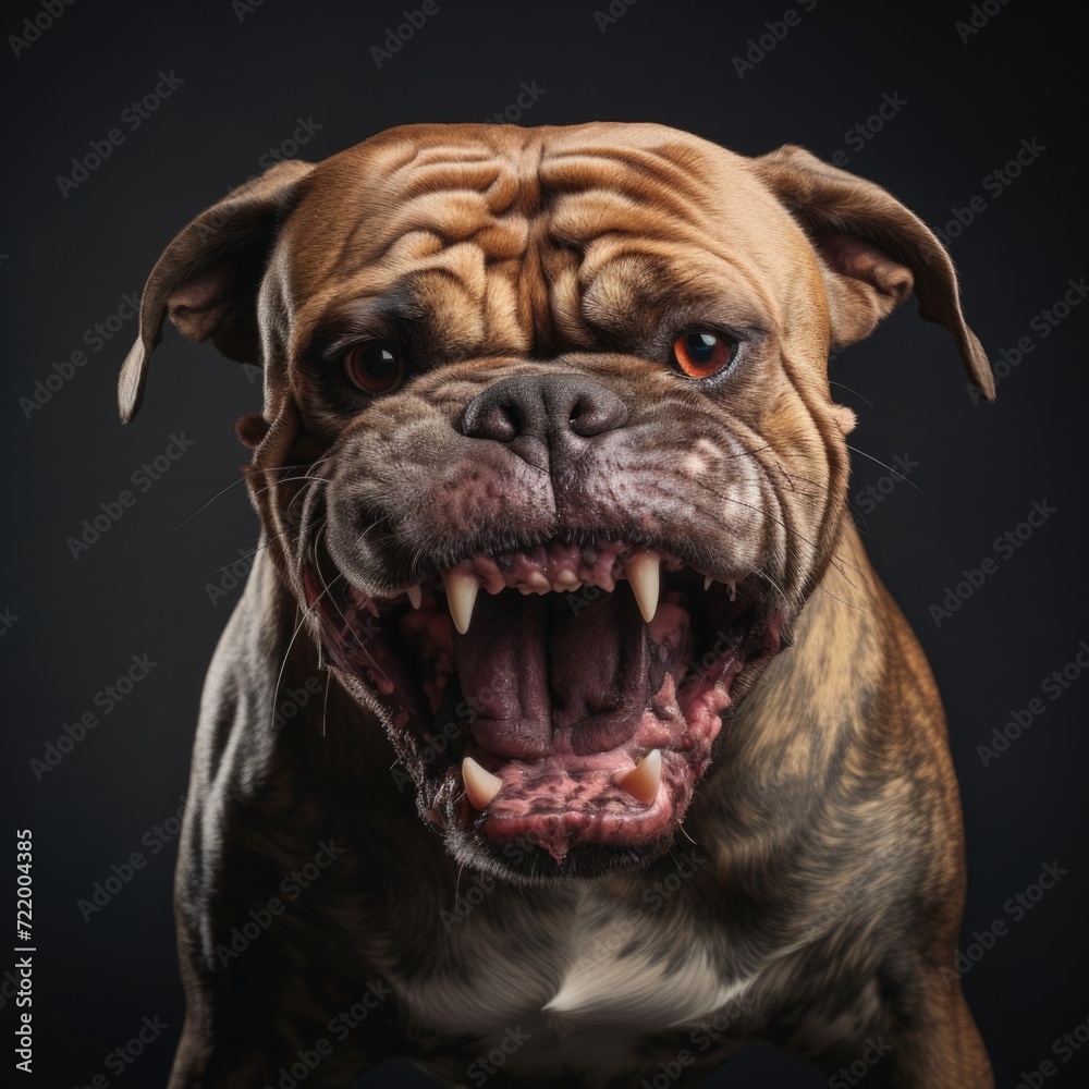 Portrait of a angry dog