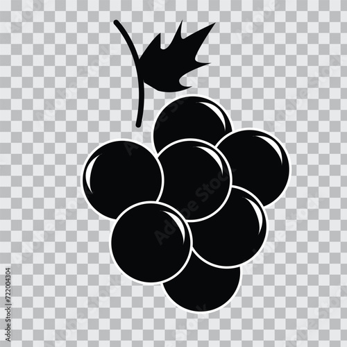 Grapes icon. Grapevine with leaf. Wine logo. Fruit pictogram. Vector illustration isolated.