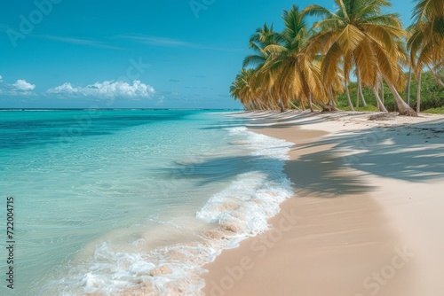 Beach with palm trees and white sand