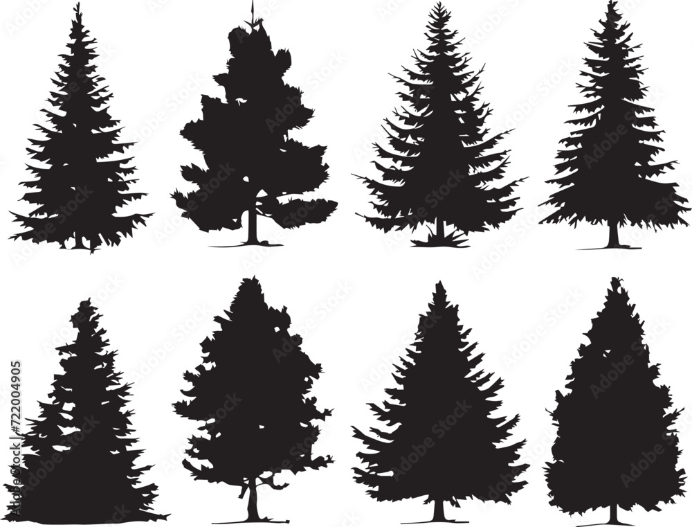 Obraz premium Set Trees. Hand drawn vector illustration