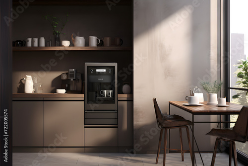  A kitchen with a hidden coffee station