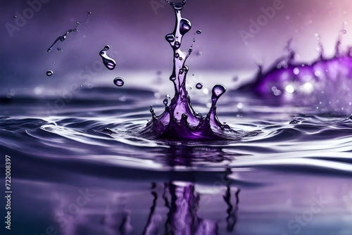 Explore the graceful movements of water with an HD-captured image featuring a beautiful purple water splash background, skillfully portrayed by a high-quality camer photo