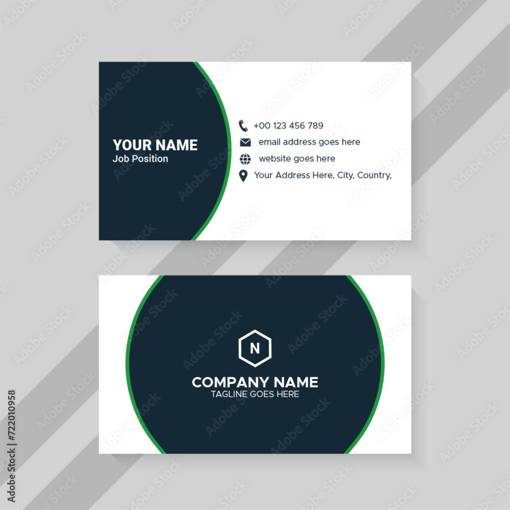white and green creative business card template