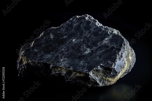 Babingtonite is a rare precious natural stone on a black background. AI generated. Header banner mockup with space.