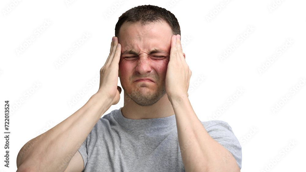 A man, on a white background, close-up, angry A man, on a white background, close-up, angry