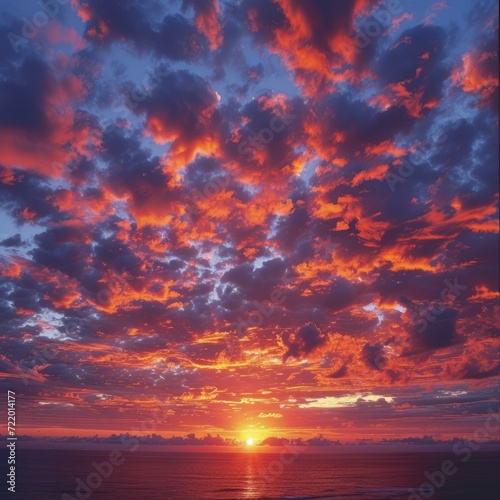 A vivid sunset over the ocean