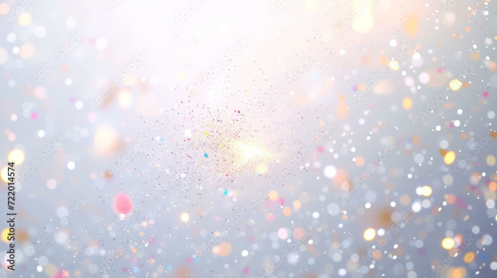 Colorful particles floating on white background