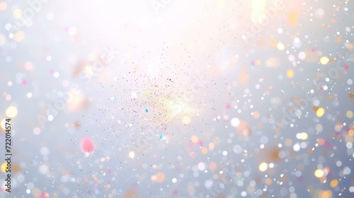 Colorful particles floating on white background