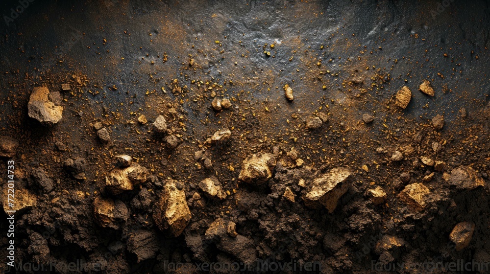 Black and gold background with a pile of gold nuggets Black and gold background with a pile of gold nuggets