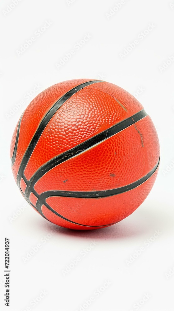 A red and black basketball on a white background