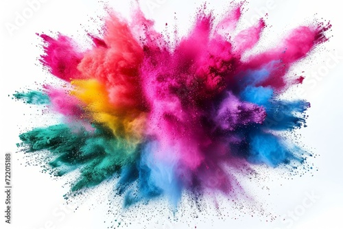 Multicolor powder explosion on white background