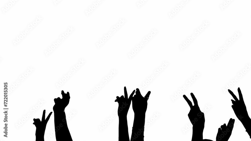 Black silhouette on white of hands gesturing victory Black silhouette on white of hands gesturing victory