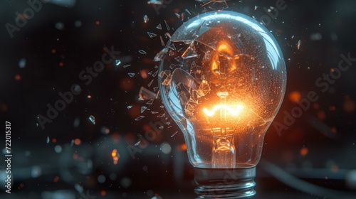 Shattered Light Bulb with Bright Idea