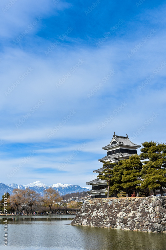 Fototapeta premium 青空の冬の国宝松本城