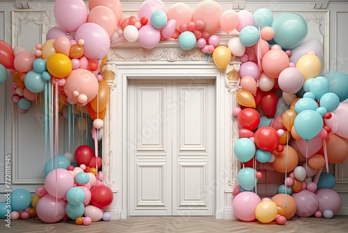 space with balloons light and door