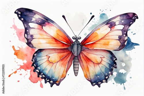 Watercolor colorful butterfly illustration. AI generated © Mystery