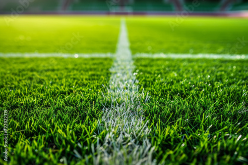Close up soccer field lines. Background soccer pitch grass football stadium ground view.  © imlane