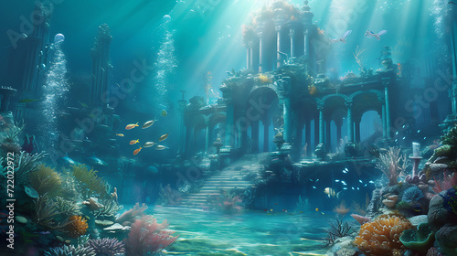 Explore the enchanted underwater realm of mermaids  gleaming sunken treasures  and an awe-inspiring coral palace.