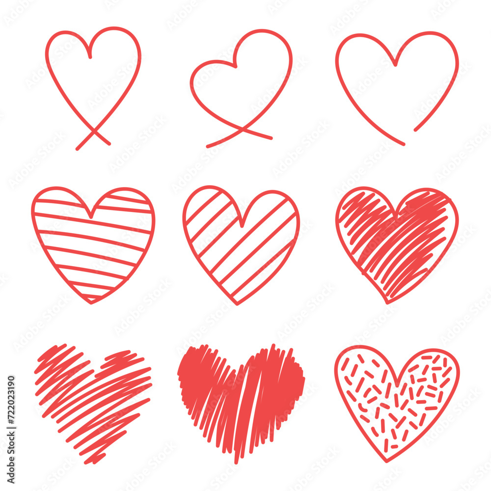 Red doddle hearts set