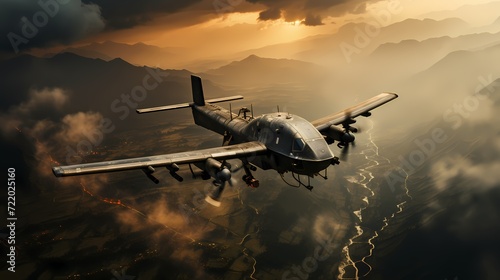 High-resolution image of a military drone in flight, capturing critical intelligence for strategic analysis