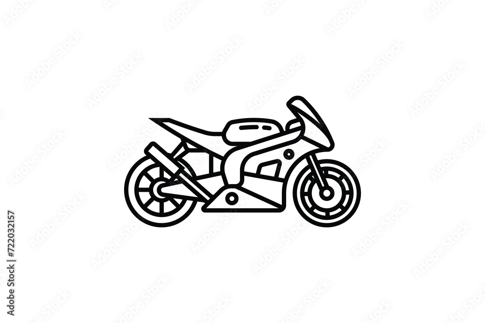 Original vector illustration. The contour icon of a racing sports motorcycle. Superbike.