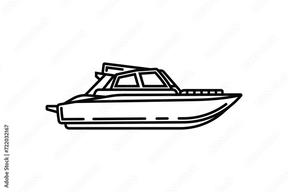 Original vector illustration. The contour icon of the yacht. Original vector illustration. The contour icon of the yacht.
