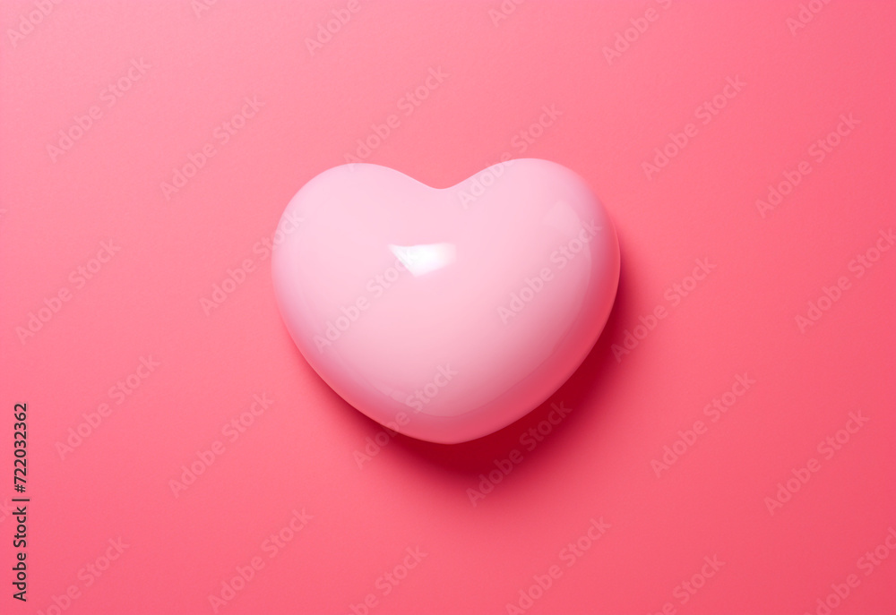 Heart-shaped fried egg, copy space, pink background, monochromatic color palettes, pop art influencer сreated with Generative Ai