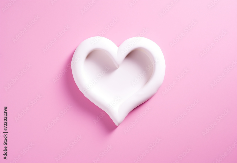 Heart-shaped fried egg, copy space, pink background, monochromatic color palettes, pop art influencer сreated with Generative Ai