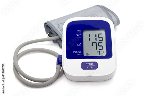 Blood pressure digital monitor isolated on white background