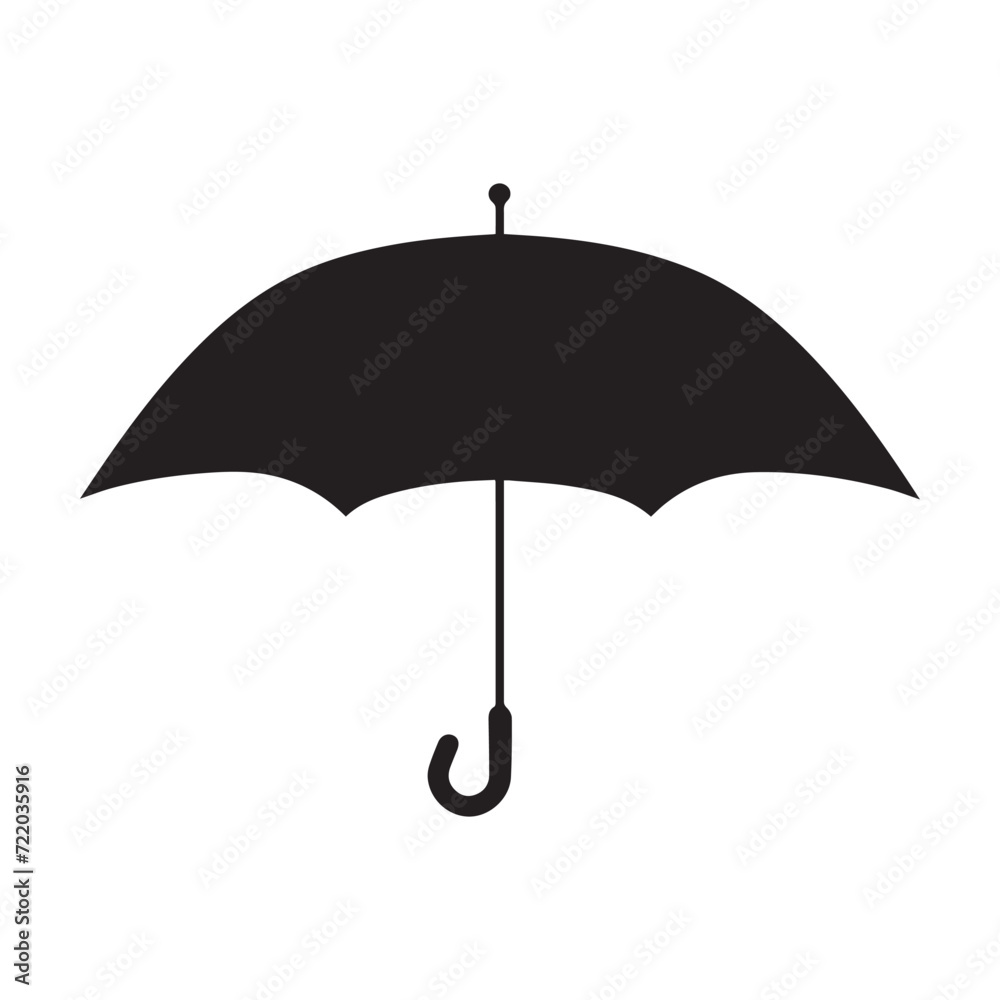 Umbrella icon. Black silhouette on white background. Vector illustration.