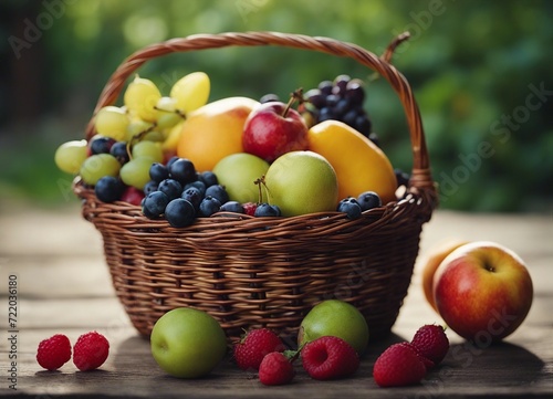 fresh organic fruit in a small basket 