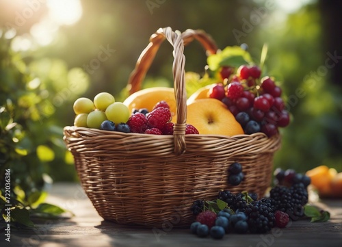 fresh organic fruit in a small basket 