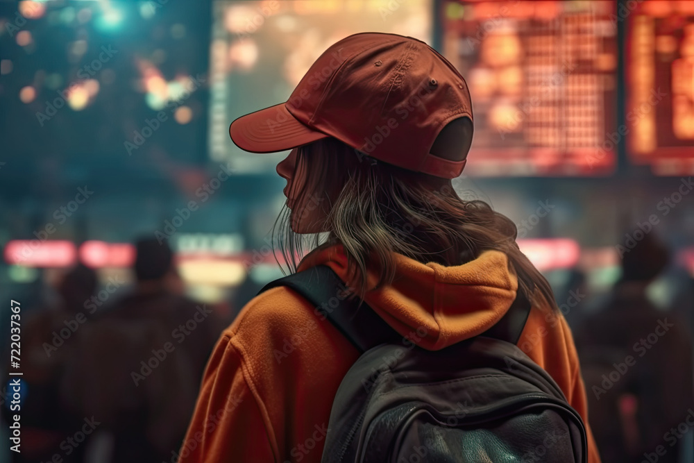 Crimson Wanderlust: An Adventurous Soul With a Scarlet Hat and Travel-Ready Gear Crimson Wanderlust: An Adventurous Soul With a Scarlet Hat and Travel-Ready Gear