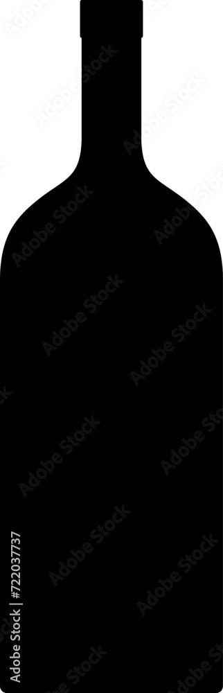 Silhouette of Alcohol Glass Bottle Icon. Vector Illustration.