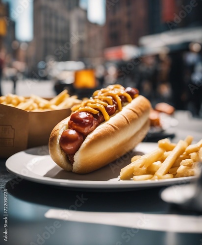 hot dog at new york, street food concept
 photo