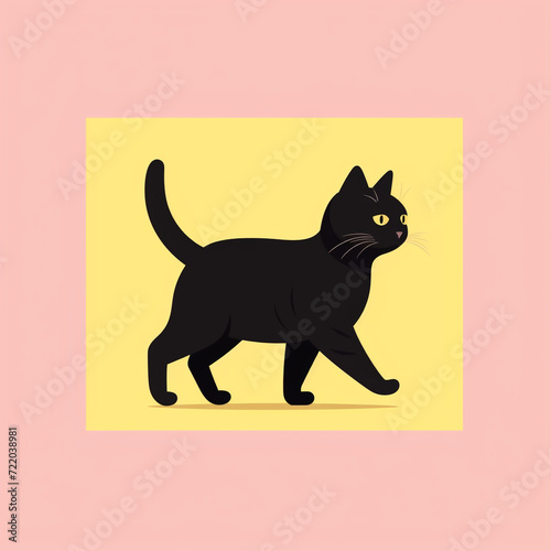 cat walking 2d frame minimal style cute сreated with Generative Ai