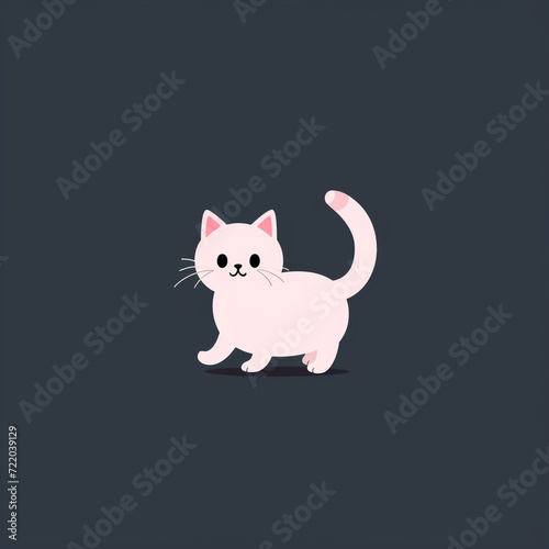 cat walking 2d frame minimal style cute сreated with Generative Ai